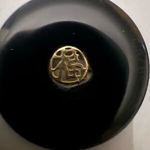 14KT Yellow Gold Black Onyx Chinese Good Luck + Happiness Pendant SEE DETAILS